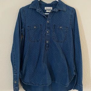 Madewell Chambray Polka Dot Long Sleeve Women’s Top